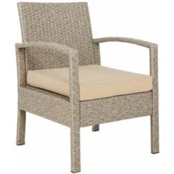 Casaria Conjunto Lounge De Jardín Beige De Poliratán Juego De Mesa Sillas Y Banco Exterior 7 Pzs -Elrincon del Jardin Tienda 32120487 4