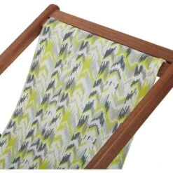 Conjunto De 2 Tumbonas De Jardín De Tela Amarillo Gris Madera De Acacia Oscura Reclinable Plegable Anzio -Elrincon del Jardin Tienda 32382247 5