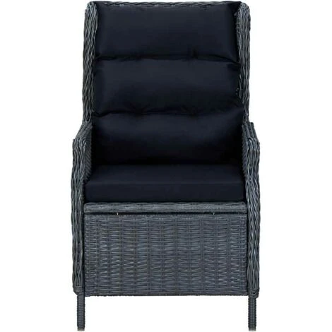 Sillón Reclinable De Jardín Cojines Ratán Sintético Gris Oscuro VidaXL 2 Sillón Reclinable De Jardín Cojines Ratán Sintético Gris Oscuro VidaXL - Imagen 2