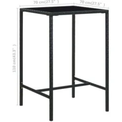 Mesa Alta De Jardín Ratán Sintético Y Vidrio Negro 70x70x110 Cm VidaXL -Elrincon del Jardin Tienda 33563839 3