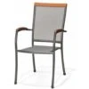 Silla De Jardín Chillvert Nápoles Acero Y Madera 66,70x54,50x96,10 Cm Gris