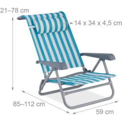 Relaxdays Tumbona Playa Plegable, Reclinable, 8 Niveles, Silla Piscina Reposacabezas, Abrebotellas, Rayas, Azul Y Blanco 8 Relaxdays Tumbona Playa Plegable, Reclinable, 8 Niveles, Silla Piscina Reposacabezas, Abrebotellas, Rayas, Azul Y Blanco -Elrincon del Jardin Tienda 34260472 4