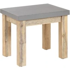Conjunto De 2 Taburetes De Jardín De Cemento Reforzado Gris Con Base De Madera De Acacia Industrial Ostuni -Elrincon del Jardin Tienda 34933459 4