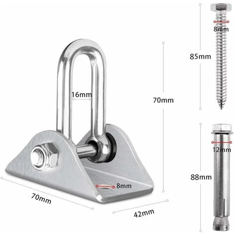 Gancho De Techo Giratorio De Acero Inoxidable 360 ° Para Hormigón, Madera, Hamaca, Silla De Porche, Columpio, Yoga Y Más De 450 Kg 180 ° Drehung 2 Gancho De Techo Giratorio De Acero Inoxidable 360 ° Para Hormigón, Madera, Hamaca, Silla De Porche, Columpio, Yoga Y Más De 450 Kg 180 ° Drehung - Imagen 2