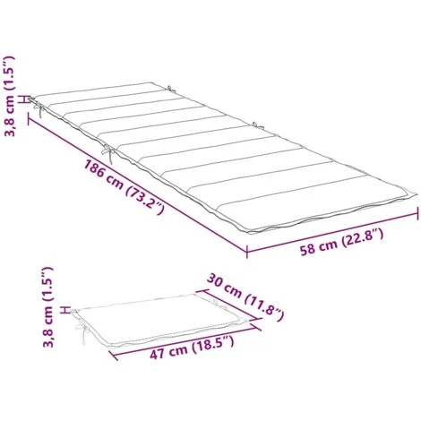 Cojín De Tumbona De Tela Oxford Azul 186x58x3 Cm VidaXL 3 Cojín De Tumbona De Tela Oxford Azul 186x58x3 Cm VidaXL - Imagen 3