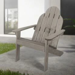 Silla De Jardín Mecedora Madera Pino/abeto Adirondack Con Respaldo Asiento Gris
