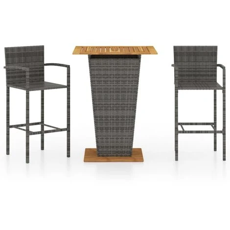 Conjunto De Bar Para Jardín 3 Piezas Gris VidaXL 1 Conjunto De Bar Para Jardín 3 Piezas Gris VidaXL