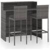 Juego Muebles De Bar Para Jardín 3 Piezas Y Cojines Gris VidaXL