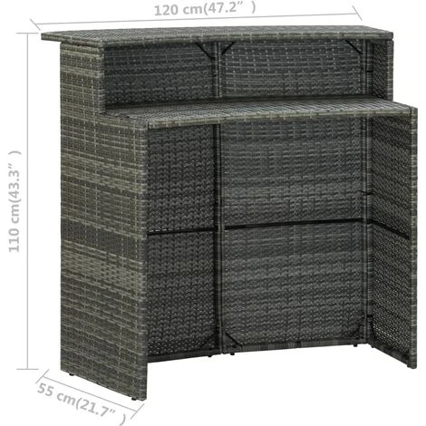 Juego Muebles De Bar Para Jardín 3 Piezas Y Cojines Gris VidaXL 3 Juego Muebles De Bar Para Jardín 3 Piezas Y Cojines Gris VidaXL - Imagen 3