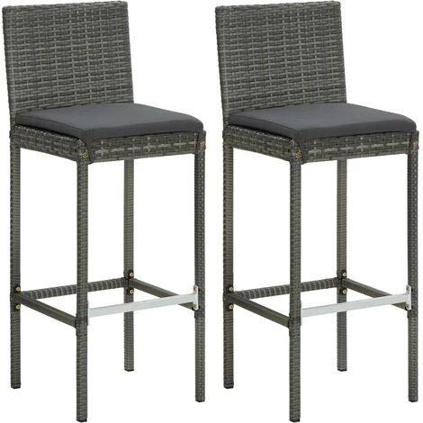 Juego Muebles De Bar Para Jardín 3 Piezas Y Cojines Gris VidaXL 4 Juego Muebles De Bar Para Jardín 3 Piezas Y Cojines Gris VidaXL - Imagen 4