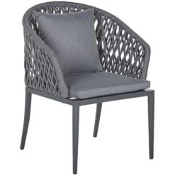 Conjunto De Comedor De Jardín 4 Plazas Metal Gris Aluminio Acabado Mate Mesa Exterior 4 Sillas Con Cojines Moderno Lipari -Elrincon del Jardin Tienda 36943898 5