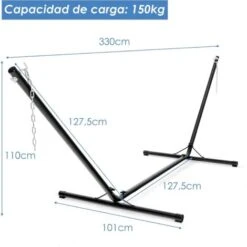 COSTWAY Soporte Para Hamaca De Metal Carga Hasta 150kg Para Patio Jardín Playa Camping (Solo Soporte, Sin Hamaca) Negro 7 COSTWAY Soporte Para Hamaca De Metal Carga Hasta 150kg Para Patio Jardín Playa Camping (Solo Soporte, Sin Hamaca) Negro -Elrincon del Jardin Tienda 38746142 3