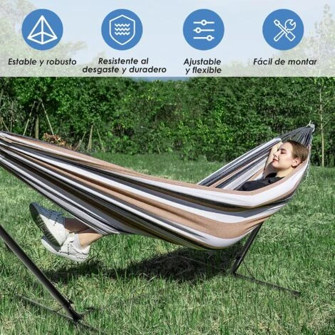 COSTWAY Soporte Para Hamaca De Metal Carga Hasta 150kg Para Patio Jardín Playa Camping (Solo Soporte, Sin Hamaca) Negro 4 COSTWAY Soporte Para Hamaca De Metal Carga Hasta 150kg Para Patio Jardín Playa Camping (Solo Soporte, Sin Hamaca) Negro - Imagen 4