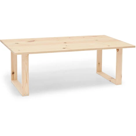 Mesa De Centro De Madera Maciza Acabado Natural De 120x60cm 1 Mesa De Centro De Madera Maciza Acabado Natural De 120x60cm