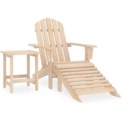 Silla Adirondack De Jardín Con Otomana Y Mesa Macizo Abeto Rosa VidaXL