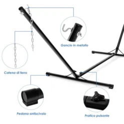 Soporte De Metal Para Hamaca De Jardín 325x100x105cm Marco De Hamaca (sin Lona) 9 Soporte De Metal Para Hamaca De Jardín 325x100x105cm Marco De Hamaca (sin Lona) -Elrincon del Jardin Tienda 42307005 5