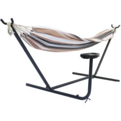 Hamaca Con Soporte Con Portavasos Y Porta Libros - Hamaca Con Soporte Para 2 Personas 290x100x135cm Hamaca De Jardín -Elrincon del Jardin Tienda 42307049 3