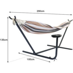 Hamaca Con Soporte Con Portavasos Y Porta Libros - Hamaca Con Soporte Para 2 Personas 290x100x135cm Hamaca De Jardín -Elrincon del Jardin Tienda 42307049 5