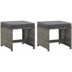 YOUTHUP Taburetes Jardín 2 Uds Y Cojines Ratán Sintético Gris Antracita