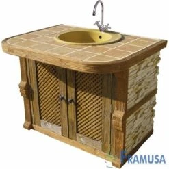 MESA AUXILIAR PARA BARBACOA CON FREGADERO KELLY EN PIEDRA