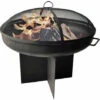 Brasero De Exterior Circular En Acero Negro Con Tapa Protectora