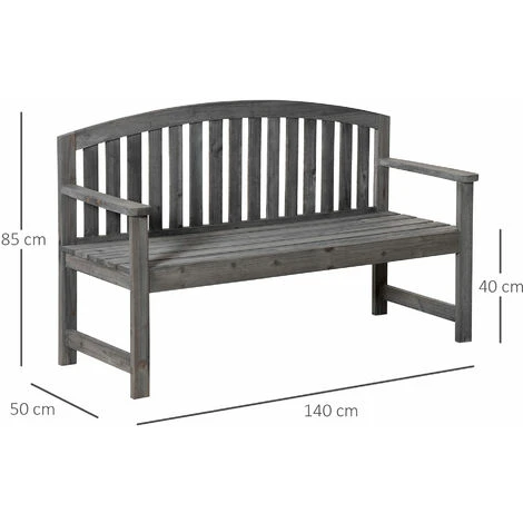 OUTSUNNY Banco De Jardín De 2 Plazas Banco Listones De Madera Con Respaldo Y Reposabrazos Para Terraza Balcón Patio Exterior Carga 320 Kg 140x50x85 Cm 2 OUTSUNNY Banco De Jardín De 2 Plazas Banco Listones De Madera Con Respaldo Y Reposabrazos Para Terraza Balcón Patio Exterior Carga 320 Kg 140x50x85 Cm - Imagen 2