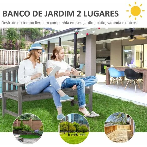 OUTSUNNY Banco De Jardín De 2 Plazas Banco Listones De Madera Con Respaldo Y Reposabrazos Para Terraza Balcón Patio Exterior Carga 320 Kg 140x50x85 Cm 4 OUTSUNNY Banco De Jardín De 2 Plazas Banco Listones De Madera Con Respaldo Y Reposabrazos Para Terraza Balcón Patio Exterior Carga 320 Kg 140x50x85 Cm - Imagen 4