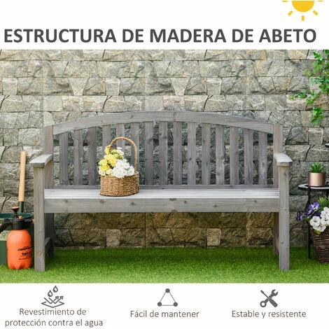 OUTSUNNY Banco De Jardín De 2 Plazas Banco Listones De Madera Con Respaldo Y Reposabrazos Para Terraza Balcón Patio Exterior Carga 320 Kg 140x50x85 Cm 5 OUTSUNNY Banco De Jardín De 2 Plazas Banco Listones De Madera Con Respaldo Y Reposabrazos Para Terraza Balcón Patio Exterior Carga 320 Kg 140x50x85 Cm - Imagen 5
