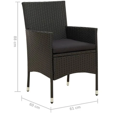 Sillas De Jardín 4 Unidades Con Cojines Ratán Sintético Negro VidaXL 3 Sillas De Jardín 4 Unidades Con Cojines Ratán Sintético Negro VidaXL - Imagen 3