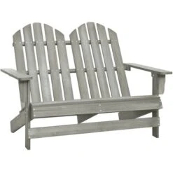 Otomana Adirondack De Jardín 2 Plazas Madera De Abeto Gris