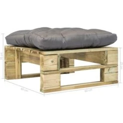 Otomana De Jardín De Palés Con Cojín Gris De Madera Verde 5 Otomana De Jardín De Palés Con Cojín Gris De Madera Verde -Elrincon del Jardin Tienda 52117193 3