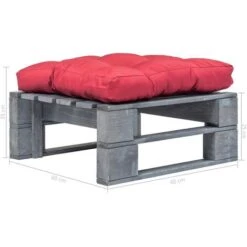Otomana De Jardín De Palés Con Cojín Rojo De Madera Gris 5 Otomana De Jardín De Palés Con Cojín Rojo De Madera Gris -Elrincon del Jardin Tienda 52118049 3
