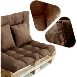 Cojines Sofá Palets - Juego De 4 Piezas Para El Sofá Interior/exterior - Asiento 120 X 80 X 10 Cm + Respaldo + 2 Cojines Cuadrados - Cojín De Confort Para El Sofá Palette Europe (marrón) -Elrincon del Jardin Tienda 53297269 3