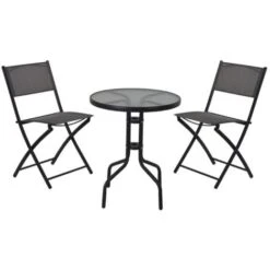 BLUNGI Mesa 60 Cm + 2 Sillas Plegables Txt Conjunto