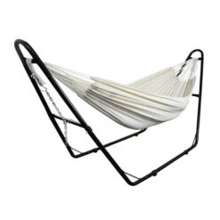 Cama Colgante, Hamaca, Beige, Con Soporte Tipo-H, Brasileño, Algodón, Capacidad: Para 2 Personas, Alto: Ajustable