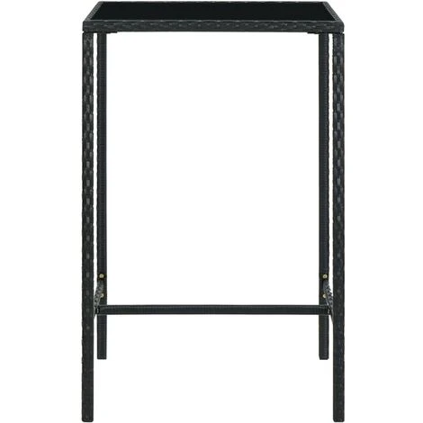 Hommoo Mesa Alta De Jardin Ratan Sintetico Y Vidrio Negro 70x70x110 Cm 2 Hommoo Mesa Alta De Jardin Ratan Sintetico Y Vidrio Negro 70x70x110 Cm - Imagen 2