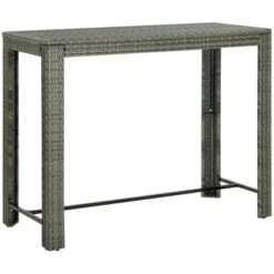 Hommoo Mesa Alta De Jardin Ratan Sintetico Gris 140,5x60,5x110,5 Cm