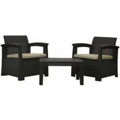 Conjunto De Jardín Chillvert Perugia Resina 2 Sofás + 1 Mesa Marrón