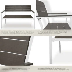 Banco De Jardín Line Con Estructura De Aluminio 128x59x88cm - Banco De Jardín, Asiento Exterior, Banco Para El Porche -Elrincon del Jardin Tienda 56501052 5