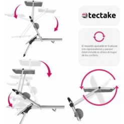 Tumbona De Aluminio Lorella, 6 Posiciones - Asiento, Tumbona Para La Playa, Hamaca Con Parasol -Elrincon del Jardin Tienda 56501124 4