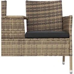 Banco De Jardín De Poli Ratán Con Mesa - Mueble De Exterior De Poli Ratán, Muebles De Ratán Sintético Con Cojines Y Fundas, Asientos De Jardín Con Estructura De Acero -Elrincon del Jardin Tienda 56501220 5