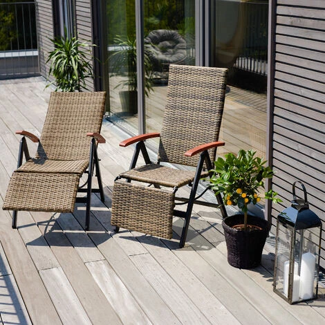 Sillón Relajante De Ratán Sintético Y Aluminio Con Reposapiés - Sillón De Poliratán Compacto, Mueble De Ratán Sintético Impermeable, Asiento De Jardín Con Estructura De Aluminio 2 Sillón Relajante De Ratán Sintético Y Aluminio Con Reposapiés - Sillón De Poliratán Compacto, Mueble De Ratán Sintético Impermeable, Asiento De Jardín Con Estructura De Aluminio - Imagen 2