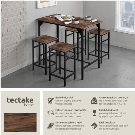 Juego De Mesa Bistró Edimburgo 4 + 1 - Juego De Mesa Para Bar, Conjunto De Muebles Moderno Para Bistró, Set Minimalista De Taburetes 2 Juego De Mesa Bistró Edimburgo 4 + 1 - Juego De Mesa Para Bar, Conjunto De Muebles Moderno Para Bistró, Set Minimalista De Taburetes - Imagen 2