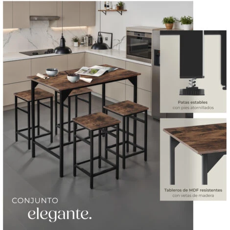 Juego De Mesa Bistró Edimburgo 4 + 1 - Juego De Mesa Para Bar, Conjunto De Muebles Moderno Para Bistró, Set Minimalista De Taburetes 3 Juego De Mesa Bistró Edimburgo 4 + 1 - Juego De Mesa Para Bar, Conjunto De Muebles Moderno Para Bistró, Set Minimalista De Taburetes - Imagen 3