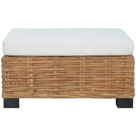 Reposapiés Con Cojín Ratán Natural 2 Reposapiés Con Cojín Ratán Natural - Imagen 2