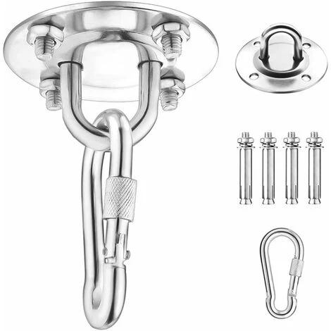Gancho De Techo, Gancho De Montaje En Pared Para Hamaca Colgante, Yoga, Silla Colgante Y Saco De Boxeo, Kit De Suspensión De Entrenador De Acero Inoxidable Con Capacidad De 500 Kg Con Mosquetón Y Torn 1 Gancho De Techo, Gancho De Montaje En Pared Para Hamaca Colgante, Yoga, Silla Colgante Y Saco De Boxeo, Kit De Suspensión De Entrenador De Acero Inoxidable Con Capacidad De 500 Kg Con Mosquetón Y Torn