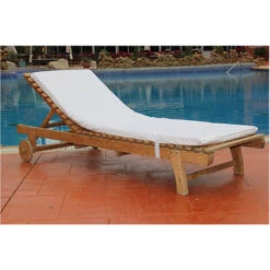 Acomoda Textil - Colchón Tumbona Impermeable. Cojín 180x60x6 Cm, Desenfundable, Cómodo Y Elegante. Ideal Para Jardín, Piscina, Playa, Terraza Y Balcón. (Blanco)