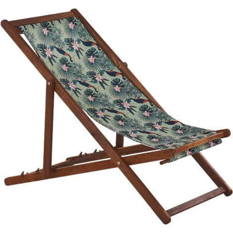 Conjunto De 2 Tumbonas De Jardín De Tela Madera De Acacia Oscura Patrón De Pelícano Reclinable Plegable Anzio 5 Conjunto De 2 Tumbonas De Jardín De Tela Madera De Acacia Oscura Patrón De Pelícano Reclinable Plegable Anzio - Imagen 5