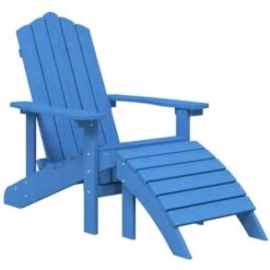 Silla De Jardín Adirondack Con Reposapiés HDPE Azul Aguamarina VidaXL