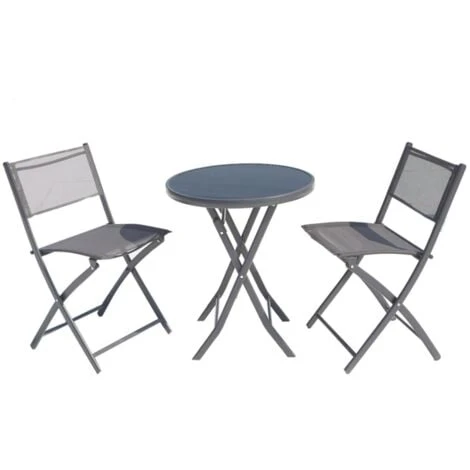 Conjunto Para Balcón 2 Plazas De Acero Gris COLISÉE 1 Conjunto Para Balcón 2 Plazas De Acero Gris COLISÉE